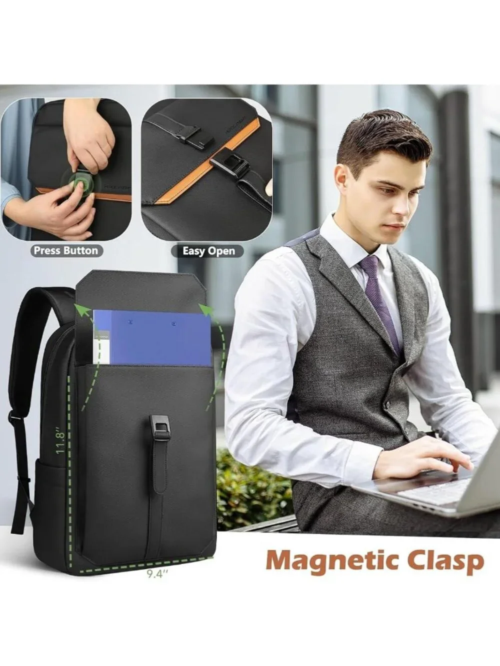 Sleek Slim Laptop Backpack for Men & Women | Stylish, Lightweight, Durable